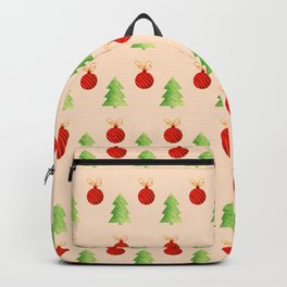 Christmas Pattern Watercolor Bauble Tree Backpack