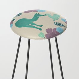 Purple & Green Floral & Llama Counter Stool