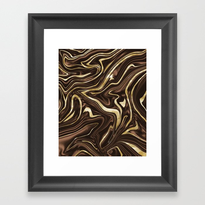 Brown Gold Marble #1 #decor #art #society6 Framed Art Print
