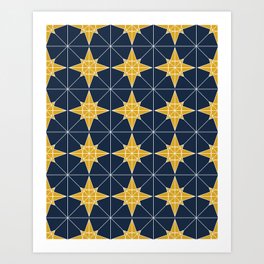 Geometric Gold Star Tiles Art Print