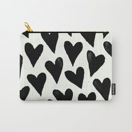 Black And White Monochrome Hearts Pattern Carry-All Pouch
