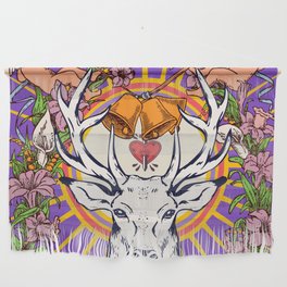 Purple Esoteric Deer Pop Art Kitsch Wall Hanging