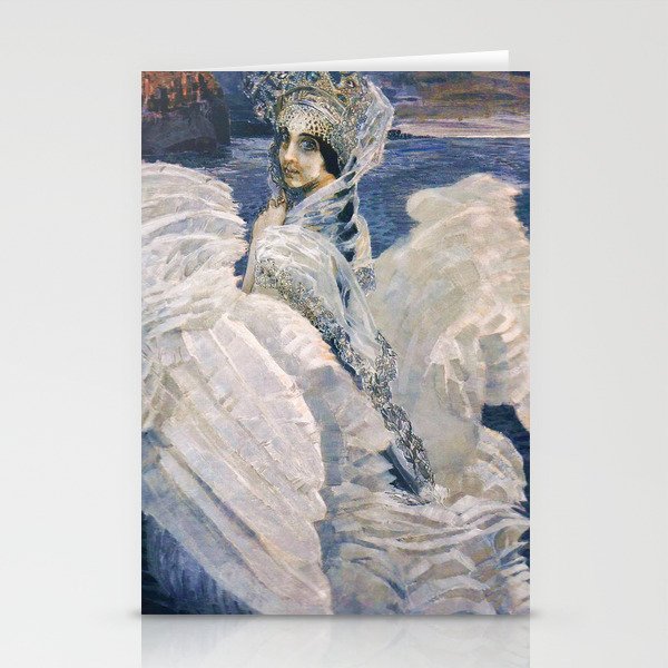 The swan princess female ballet swan lake still life portrait painting by Mikhail Vrubel Stationery Cards