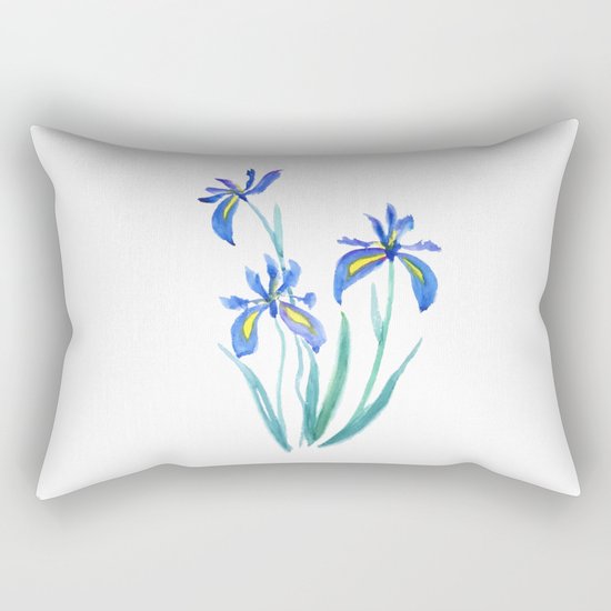 blue iris watercolor Rectangular Pillow