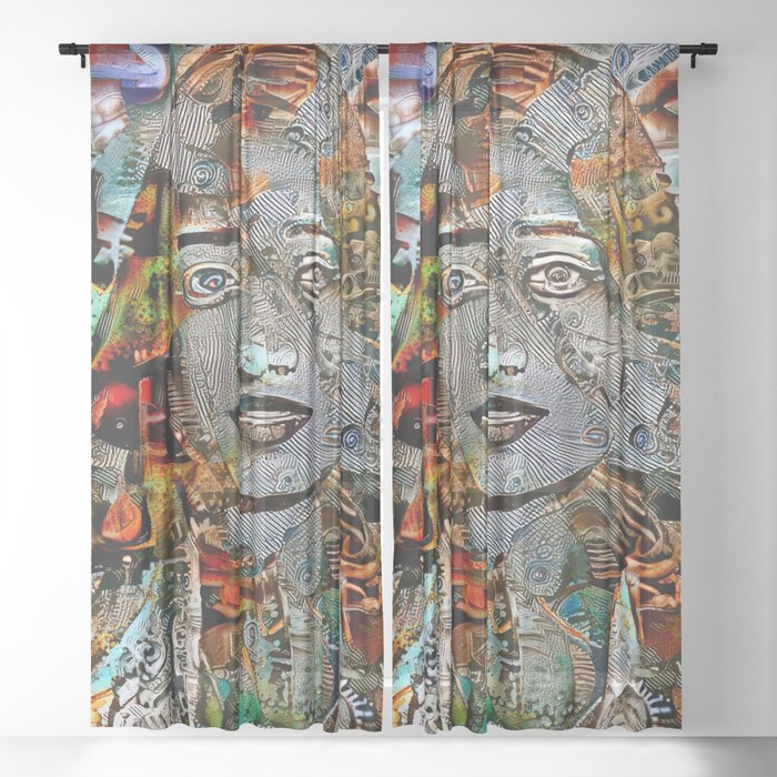 Rusty Girl - Industrial AI-Generated Art Sheer Curtain