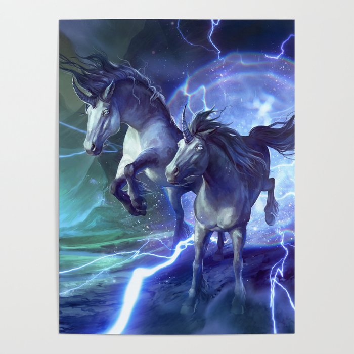 Black Unicorns Poster