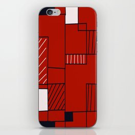 Black, Red, and White Geometric Blocks iPhone Skin