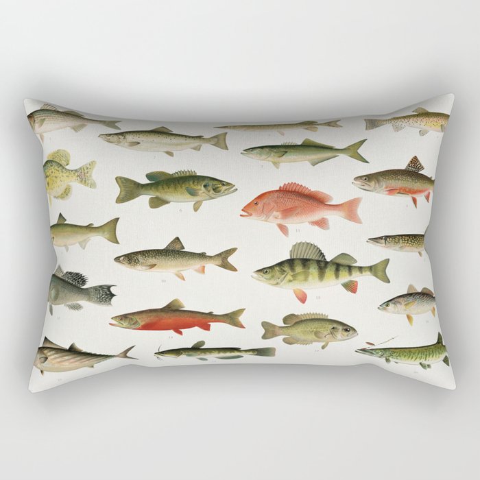 Illustrated North America Game Fish Identification Chart Rectangular Pillow