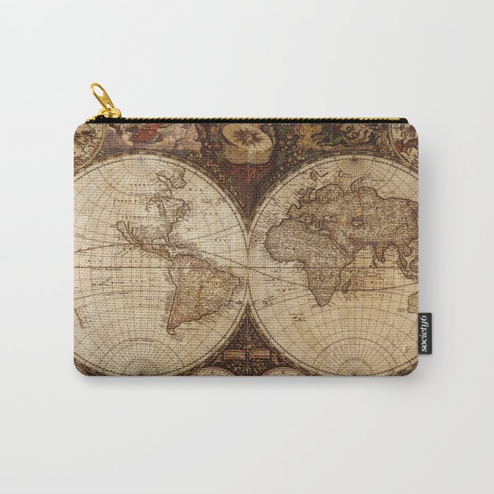 Vintage Map of the World Carry-All Pouch