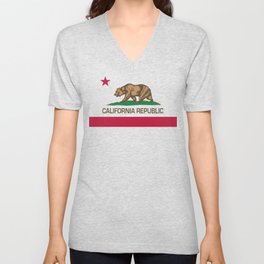 California Republic Flag - Bear Flag V Neck T Shirt