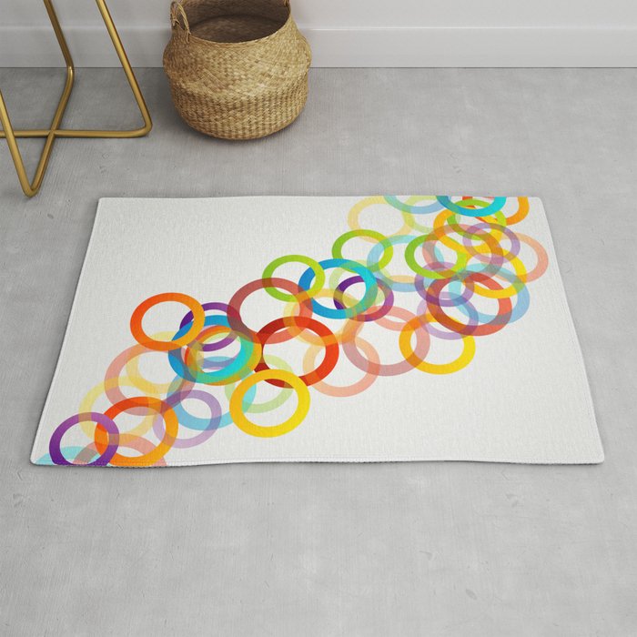 Abstract colorful rings Rug
