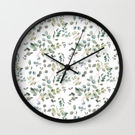 Hand Painted Watercolor Leaves Pattern Wall Clock