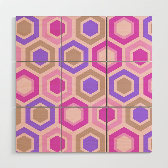 Geometric Honeycomb Pattern 4 Wood Wall Art