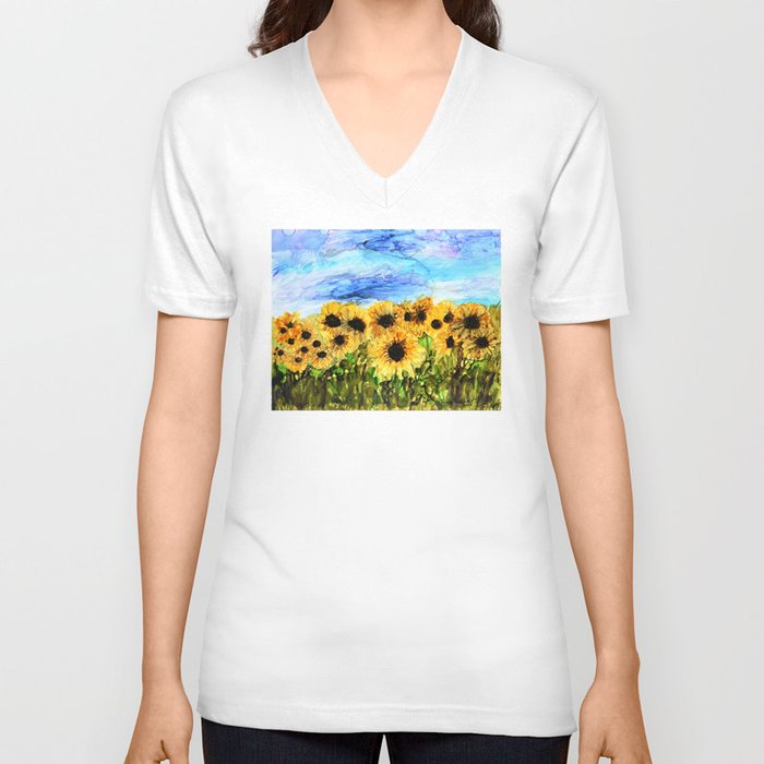 Sunflowers V Neck T Shirt