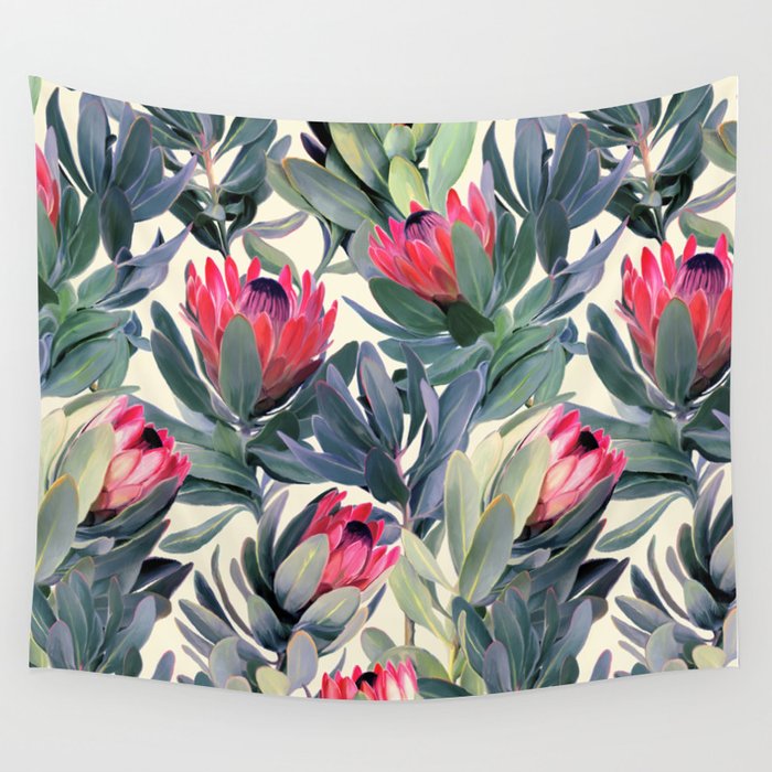 Painted Protea Pattern Wall Tapestry