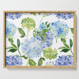 Blue Hydrangea Flowers Serving Tray