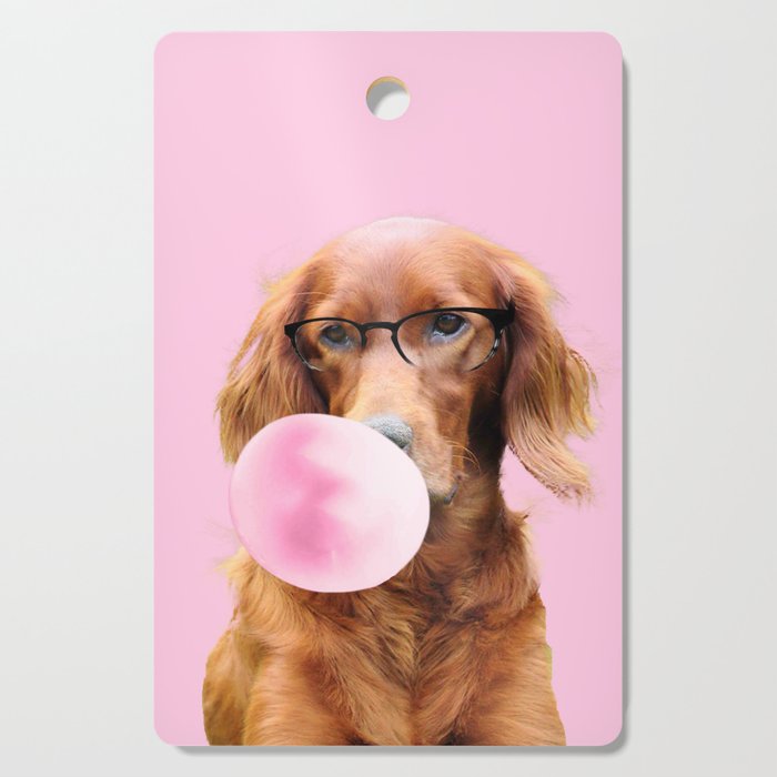 Irish Setter Chewing Pink Bubble Gum Cutting Board