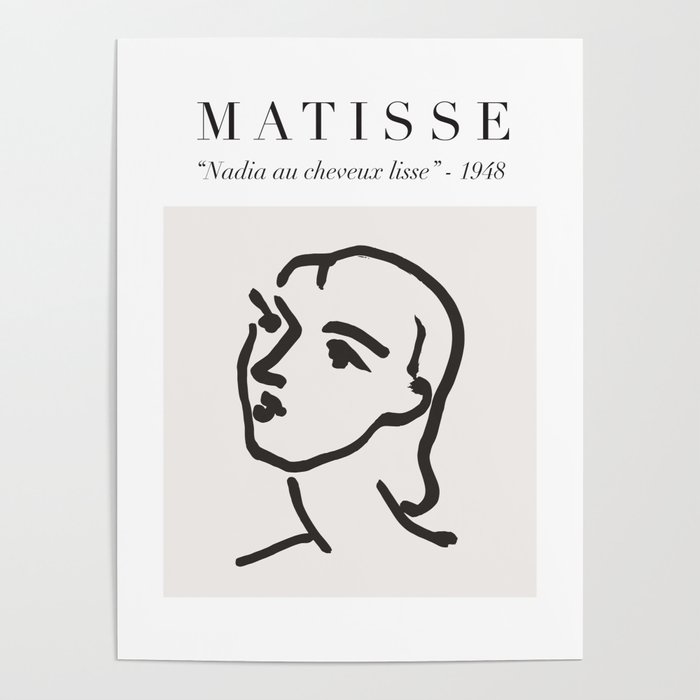 Matisse Face Line Art - "Nadia au cheveux lisse", Henri Matisse Art Decor Poster