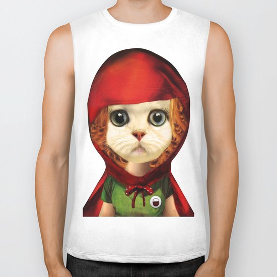 Kitten red riding Biker Tank