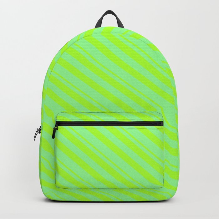 Light Green and Green Colored Stripes/Lines Pattern Backpack