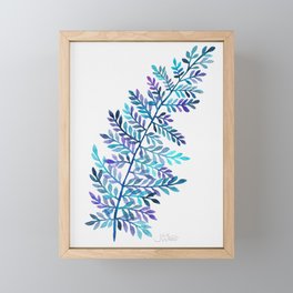 Watercolor Fern - Turquoise & Purple Framed Mini Art Print