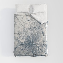 USA, Nashville, Tennessee - City Map Authentic Drawing Duvet Cover