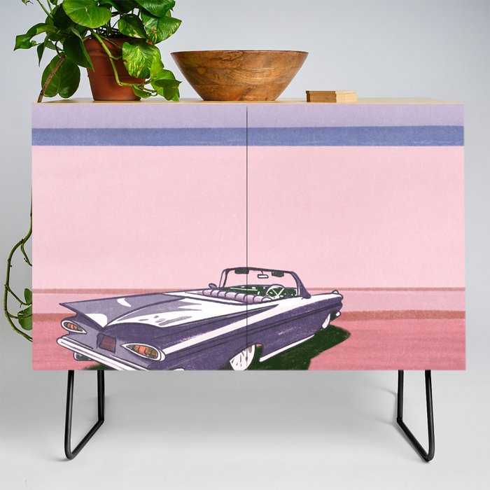 Summer at the Beach Retro Pink Aesthetic Credenza