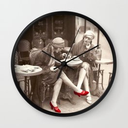 New Red Shoes Vintage Paris Photo Wall Clock