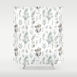 Eucalyptus Watercolor botanical pattern Shower Curtain