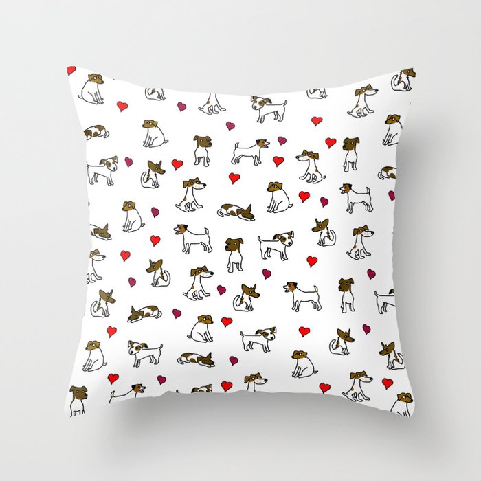 Dogs And Hearts Throw Pillow