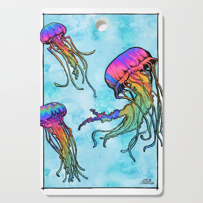 Psychedelic Jellyfish Cutting Board