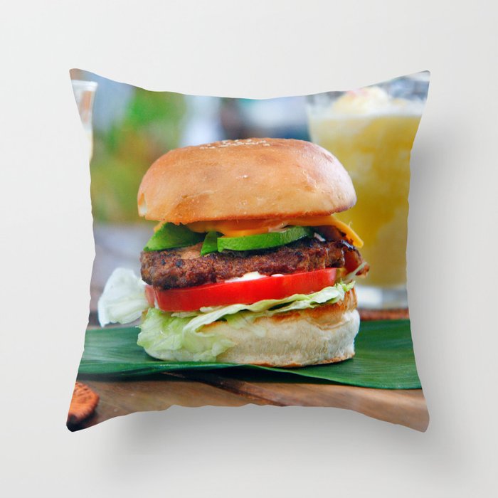 Gourmet Burger and Smoothies  Throw Pillow