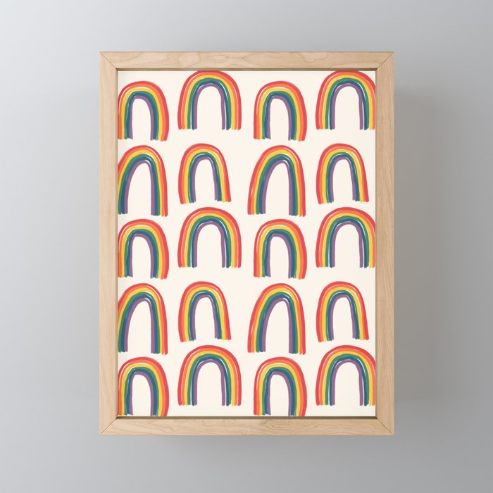 Colorful Rainbows Pattern Framed Mini Art Print