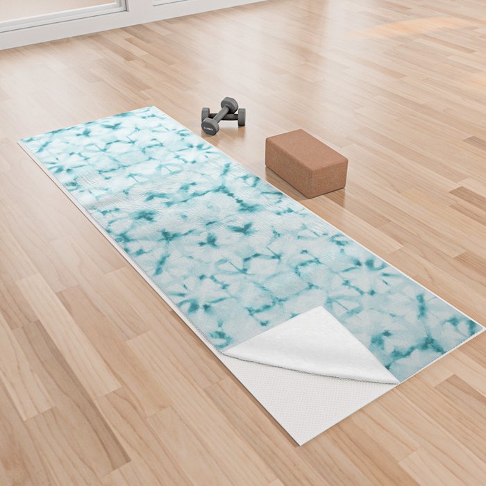 White and turquoise water spots Yoga Towel