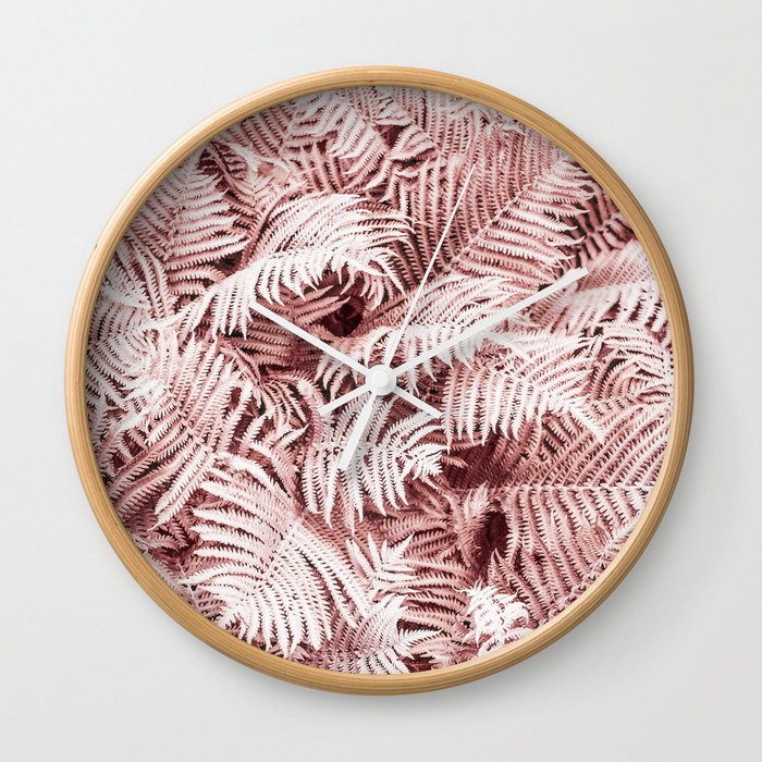 Fern Bush Blush Pink | Bedroom Art Wall Clock