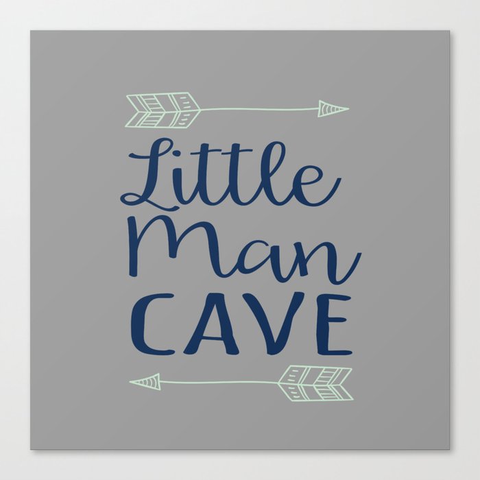 Little Man Cave - Gray, Navy, Mint Canvas Print