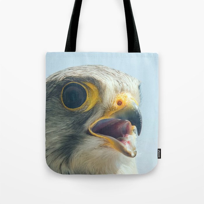 Common Kestrel Portrait Beak Wide Open (Falco tinnunculus) European kestrel. Tote Bag
