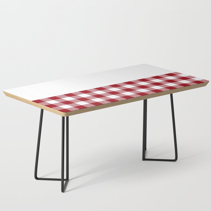 Buffalo Plaid Gingham on Red and White Horizontal Split Coffee Table