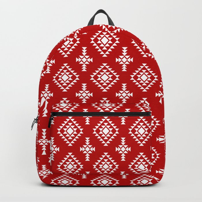 Red and White Native American Tribal Pattern Backpack