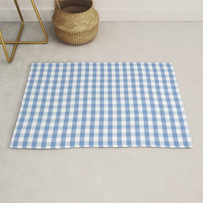 Classic Pale Blue Pastel Gingham Check Rug by PodArtist Society6