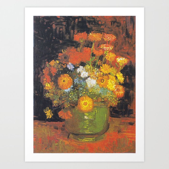 Vincent Van Gogh Vase of Zinnias 1886 Art Print