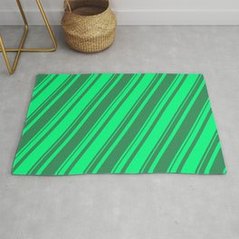 [ Thumbnail: Green & Sea Green Colored Striped Pattern Rug ]