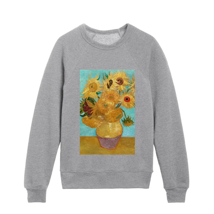 Sunflowers by Vincent Van Gogh Kids Crewneck