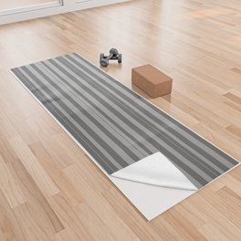 [ Thumbnail: Dim Gray & Dark Grey Colored Striped/Lined Pattern Yoga Towel ]