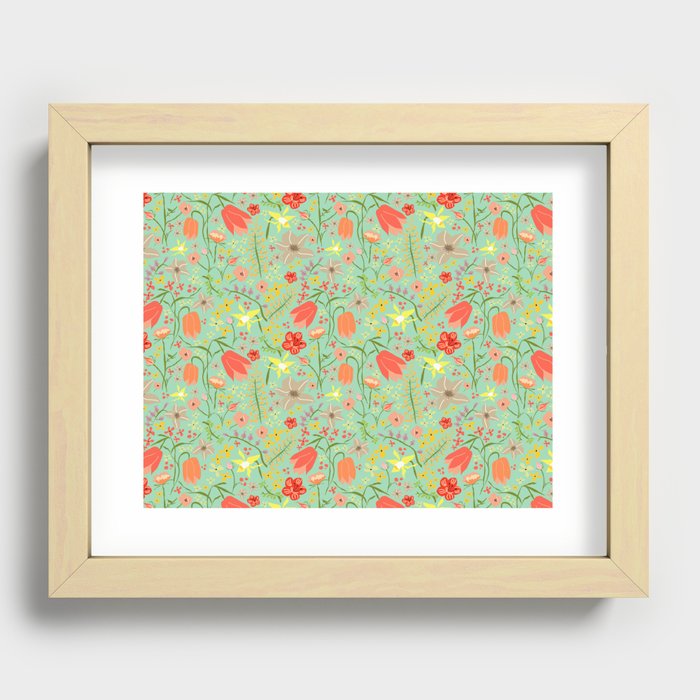 Wildflowers {mint} Recessed Framed Print