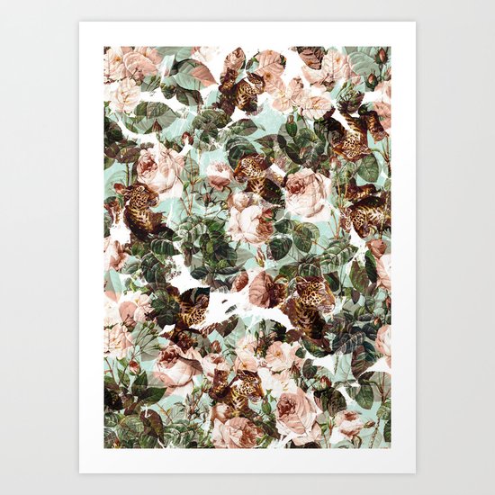 Floral and Leopard Pattern Art Print