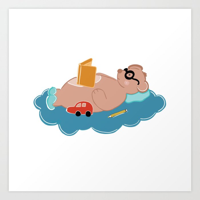 cute bear reading book art print by bigmomentsdesign society6