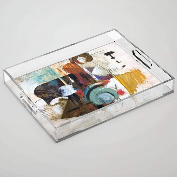 Multicolor Postmodern Abstract Sketch Painting Acrylic Tray