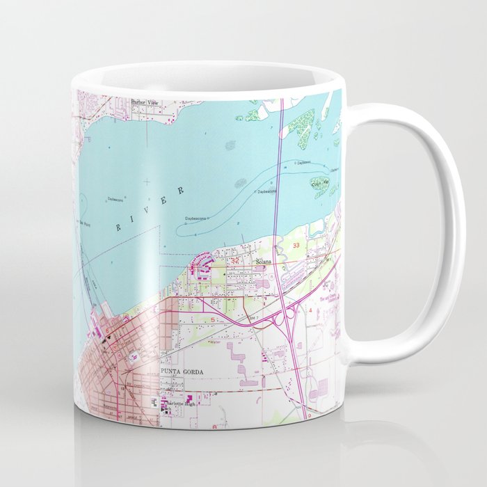 Punta Gorda & Port Charlotte Florida Map (1957) Coffee Mug