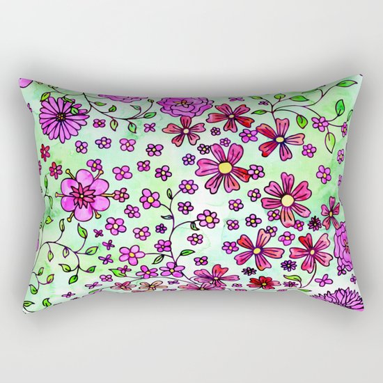 Pink Small Flowers Rectangular Pillow